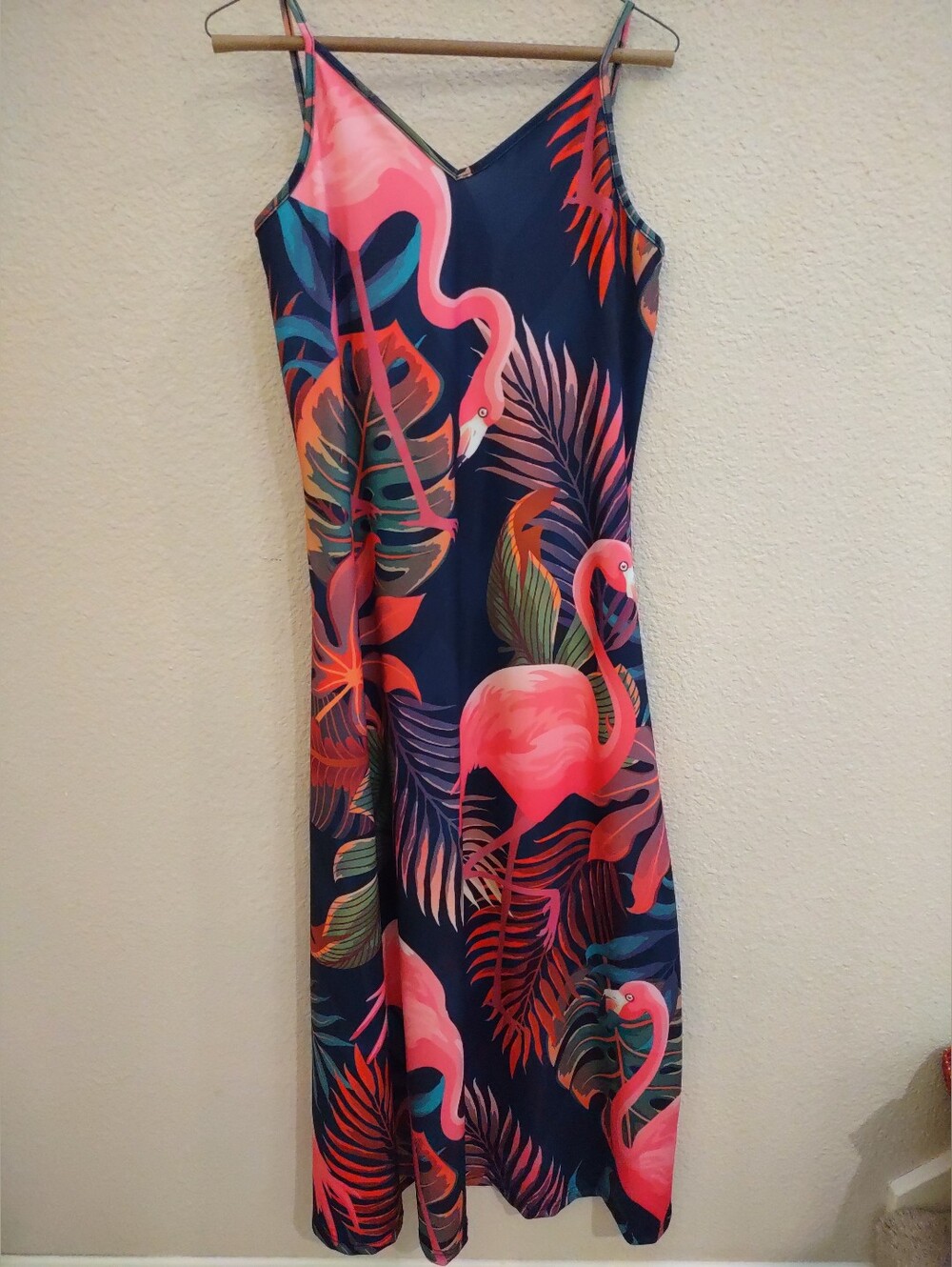 Flamingos Art to Wear Maxi Spaghett Strap Sundress